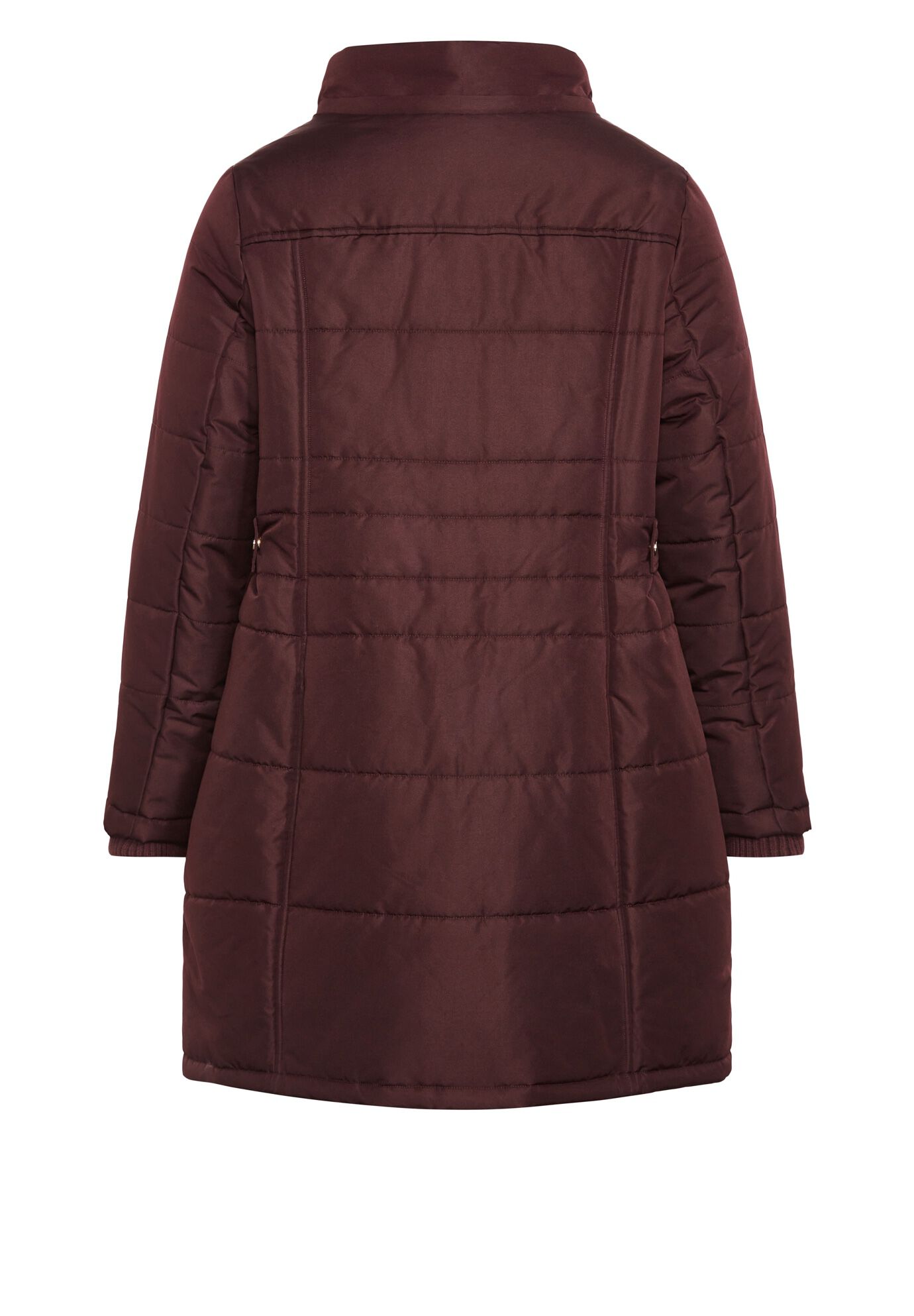 Side Belt Puffer Coat, WINE, on-hover image number 1