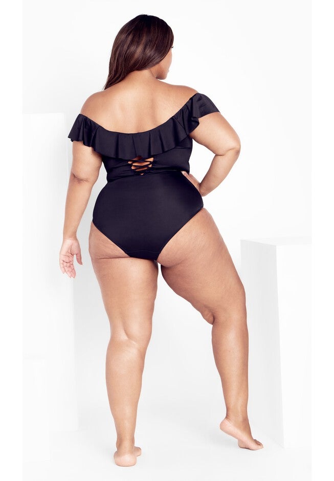 Ingrid Ruffle 1 Piece - black, BLACK, alternate image number null