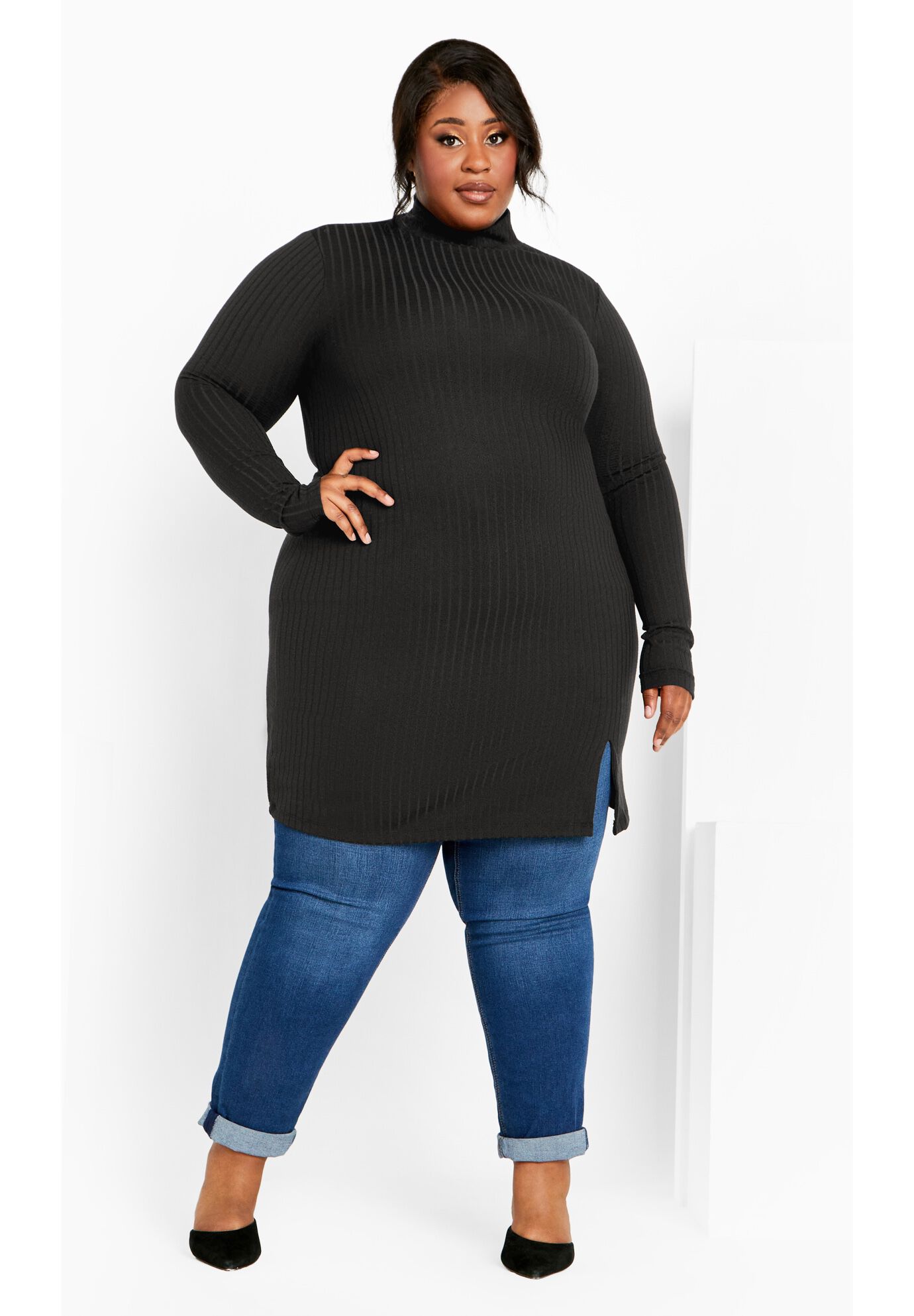 Ivy Rib Tunic, BLACK, alternate image number 3