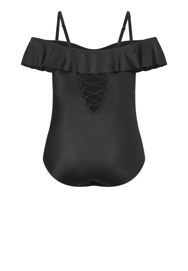 Ingrid Ruffle 1 Piece - black, BLACK, alternate image number null