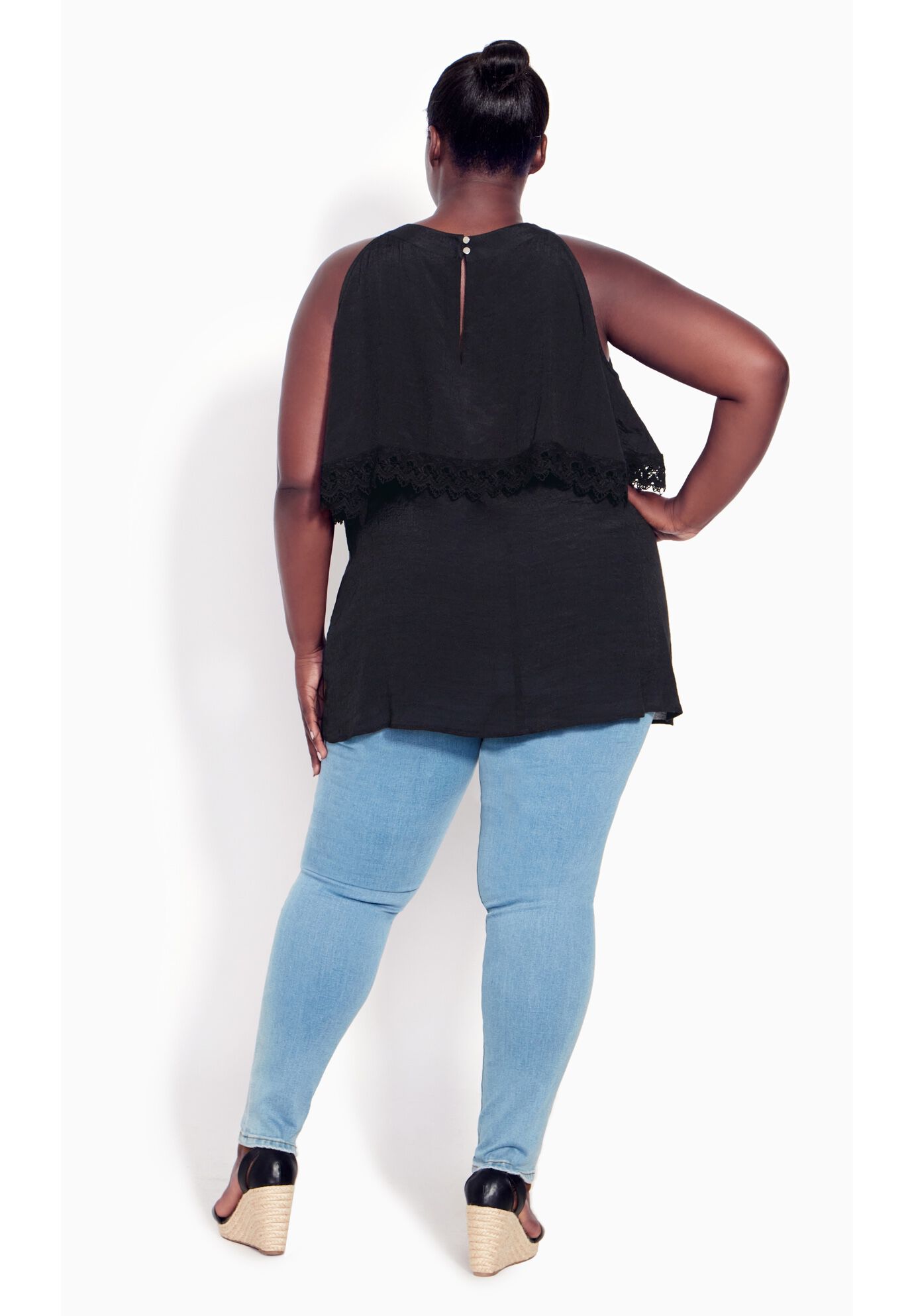 Hallie Halter Cold Shoulder Top, BLACK, alternate image number 4