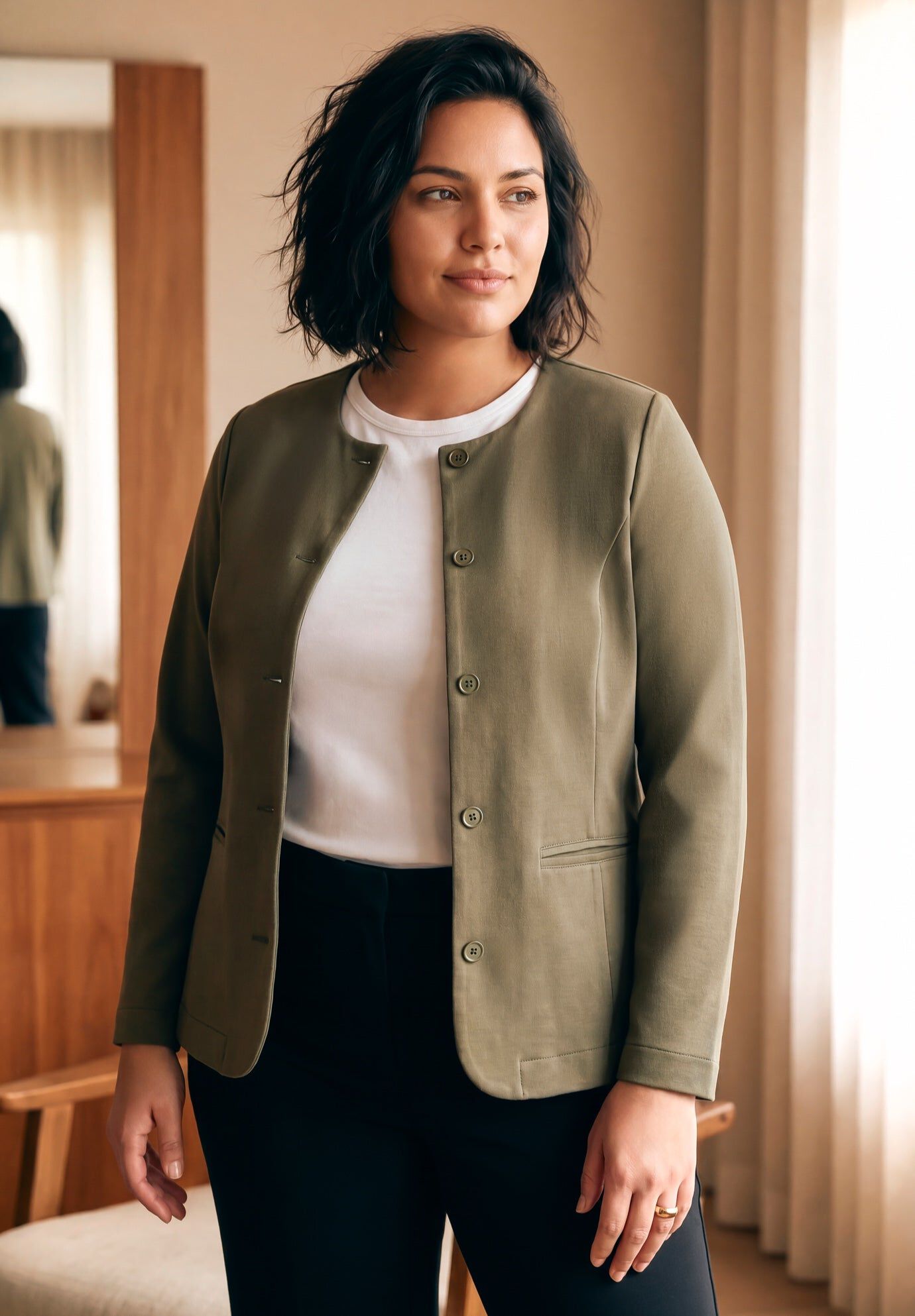 Ponte Button Blazer, OLIVE GREEN, hi-res image number 0