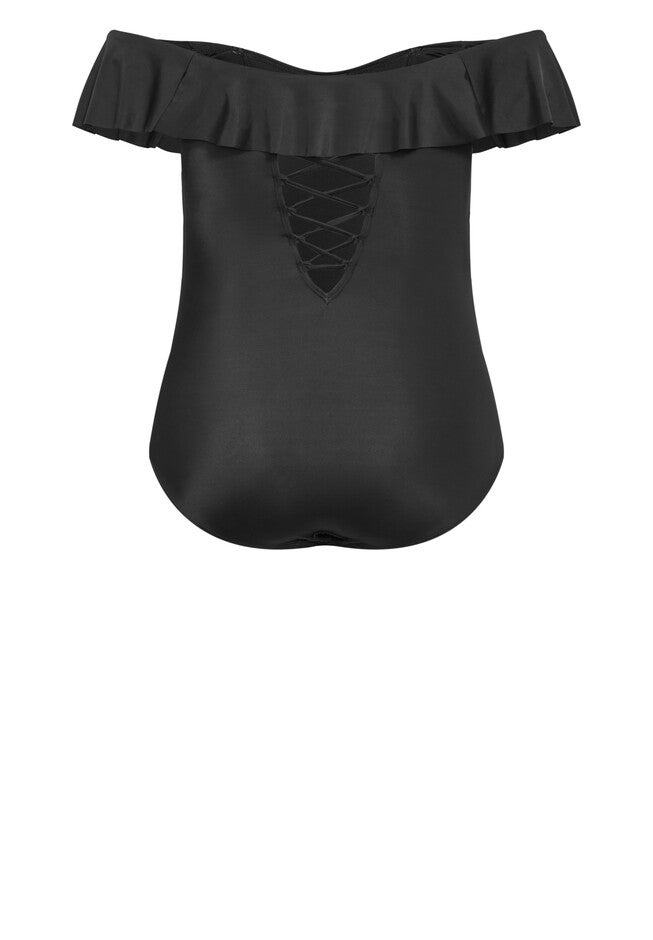 Ingrid Ruffle 1 Piece - black, BLACK, alternate image number null