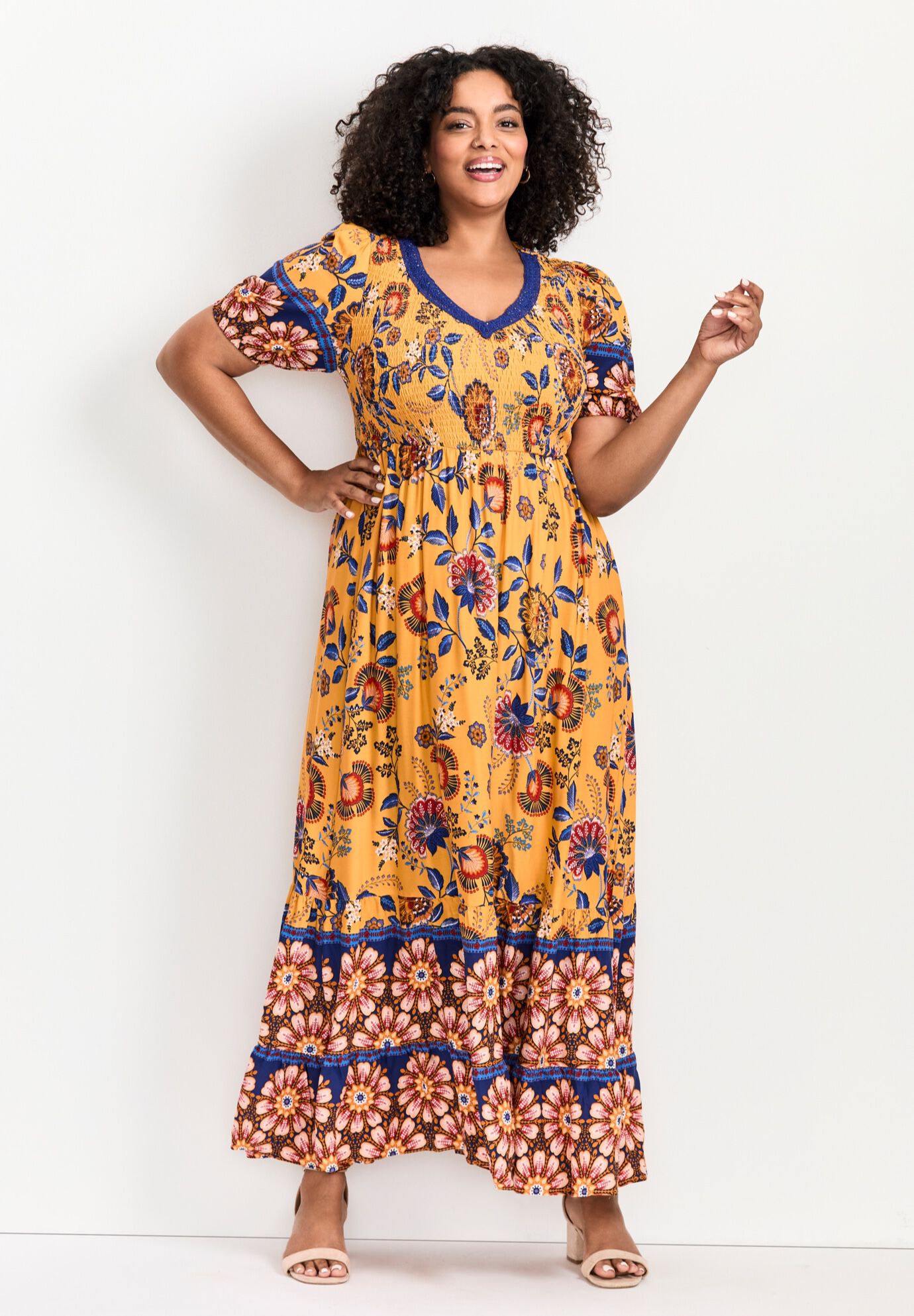 Eve Border Dress, GOLD BITTERSWEET, on-hover image number 1