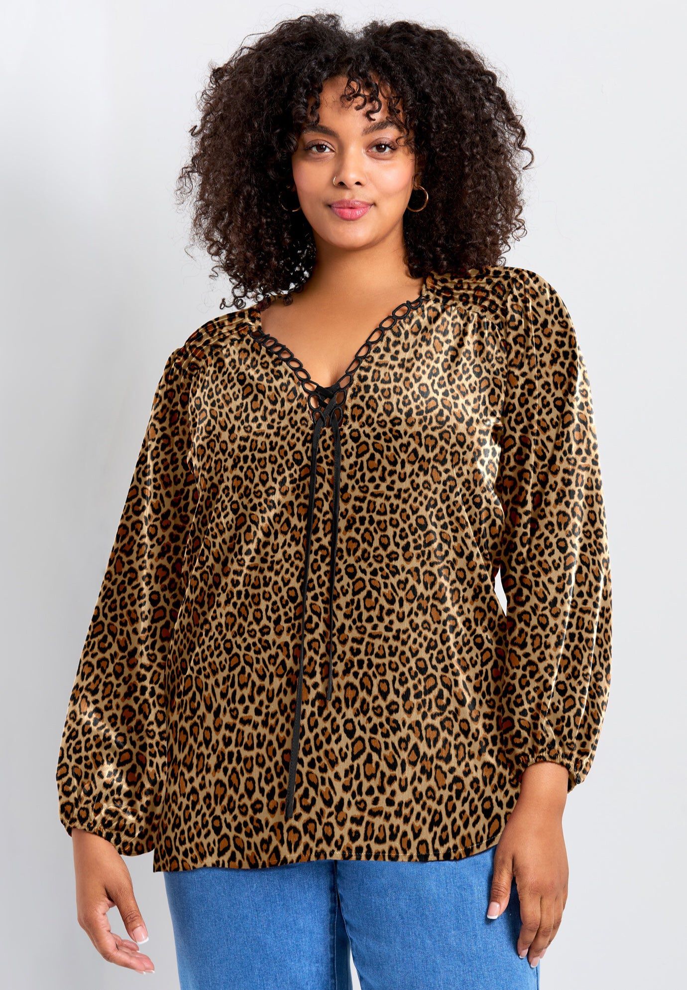 Scallop Trim Peasant Blouse