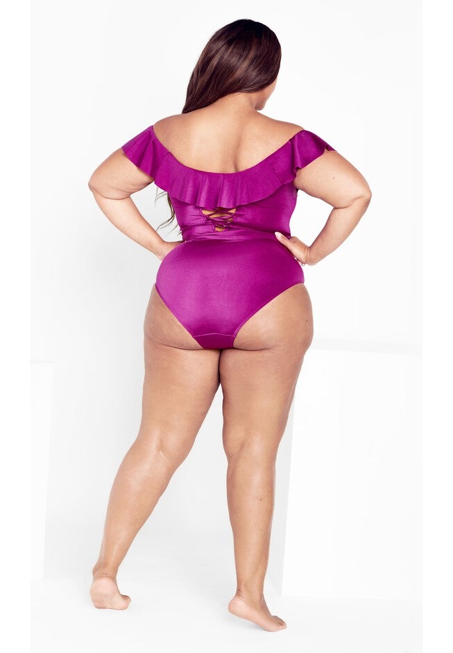 Ingrid Ruffle 1 Piece - magenta purple, PURPLE, alternate image number null