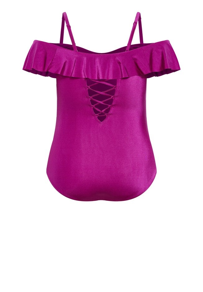 Ingrid Ruffle 1 Piece - magenta purple, PURPLE, alternate image number null