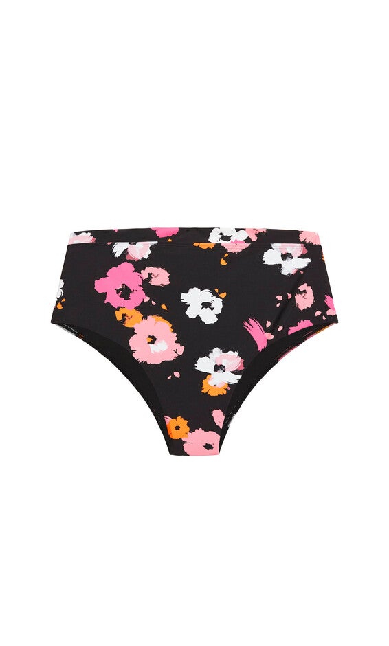 Izzy Hi Waist Print Bikini Brief - floral, BLACK, alternate image number null