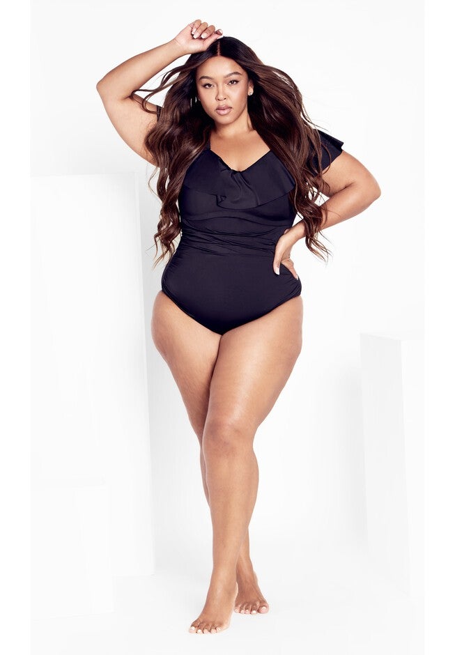 Ingrid Ruffle 1 Piece - black, BLACK, hi-res image number null