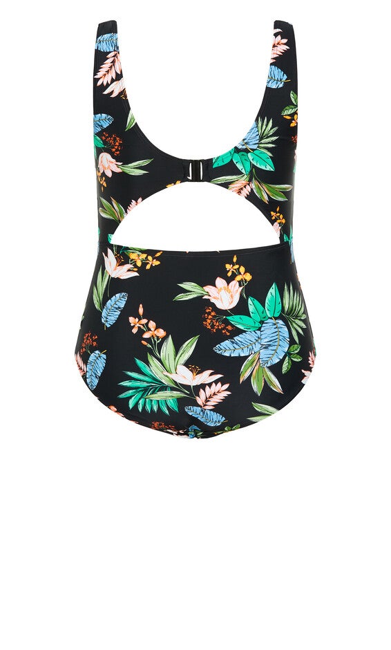 Izzy Print 1 Piece - tropical foliage, GREY, alternate image number null