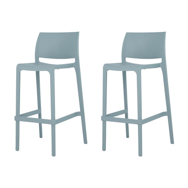 Set of 2 Sensilla Outdoor Stackable Bar Stools, BABY BLUE, on-hover image number 1