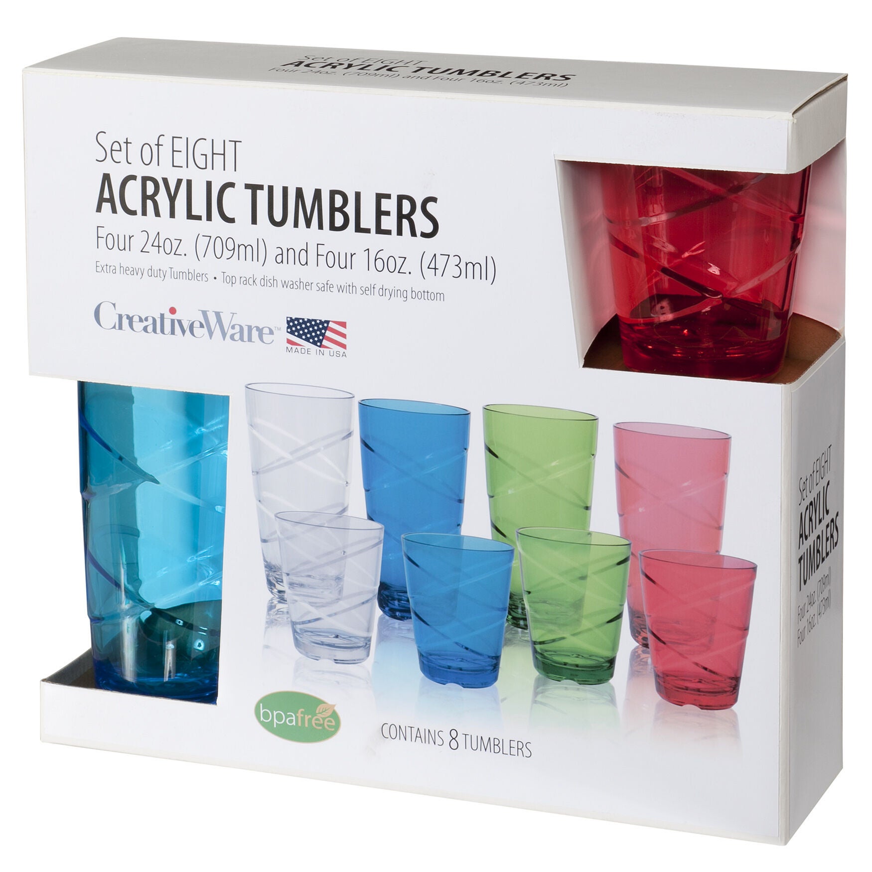 Creative Ware Circus 8 Piece Acrylic Tumbler Set, ASSORTED, hi-res image number 0