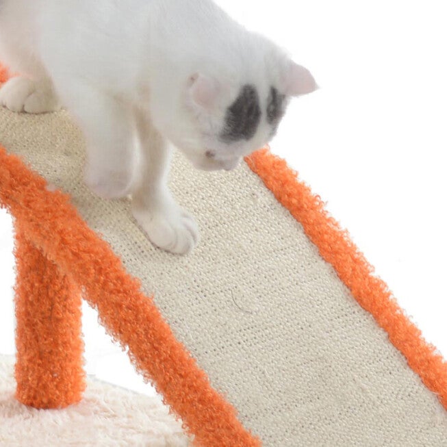 Two-Level Platform 27 inches Real Wood Cat Scratcher With Sisal Carpet Ramp, , alternate image number 7