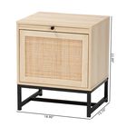 Caterina Mid-Century Modern Transitional Natural Brown Finished Wood And Natural Rattan 1-Door Nightstand With Pull-Out Shelf, , alternate image number null