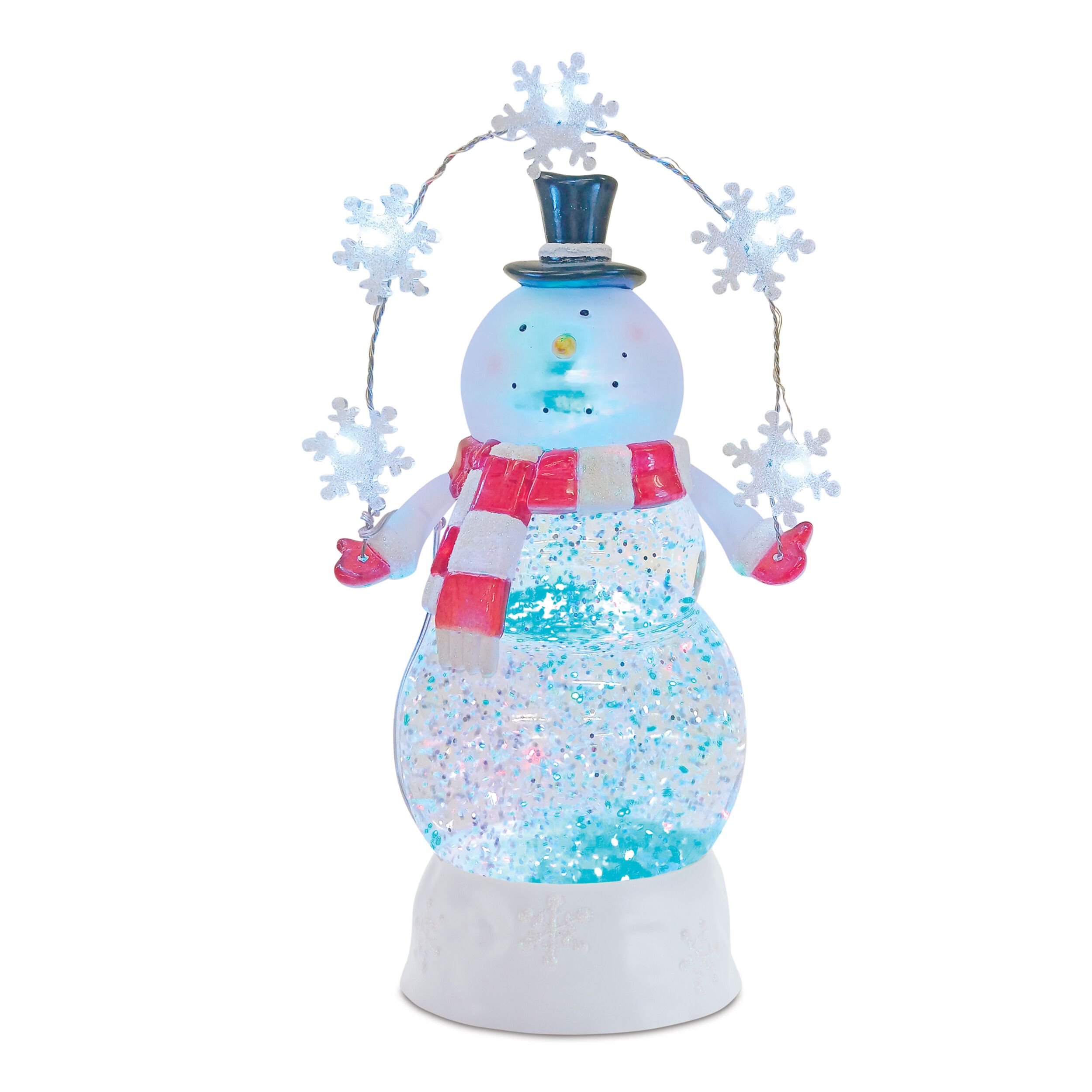 LED Snowman Snow Globe 9.5 inchesH, WHITE, hi-res image number 0