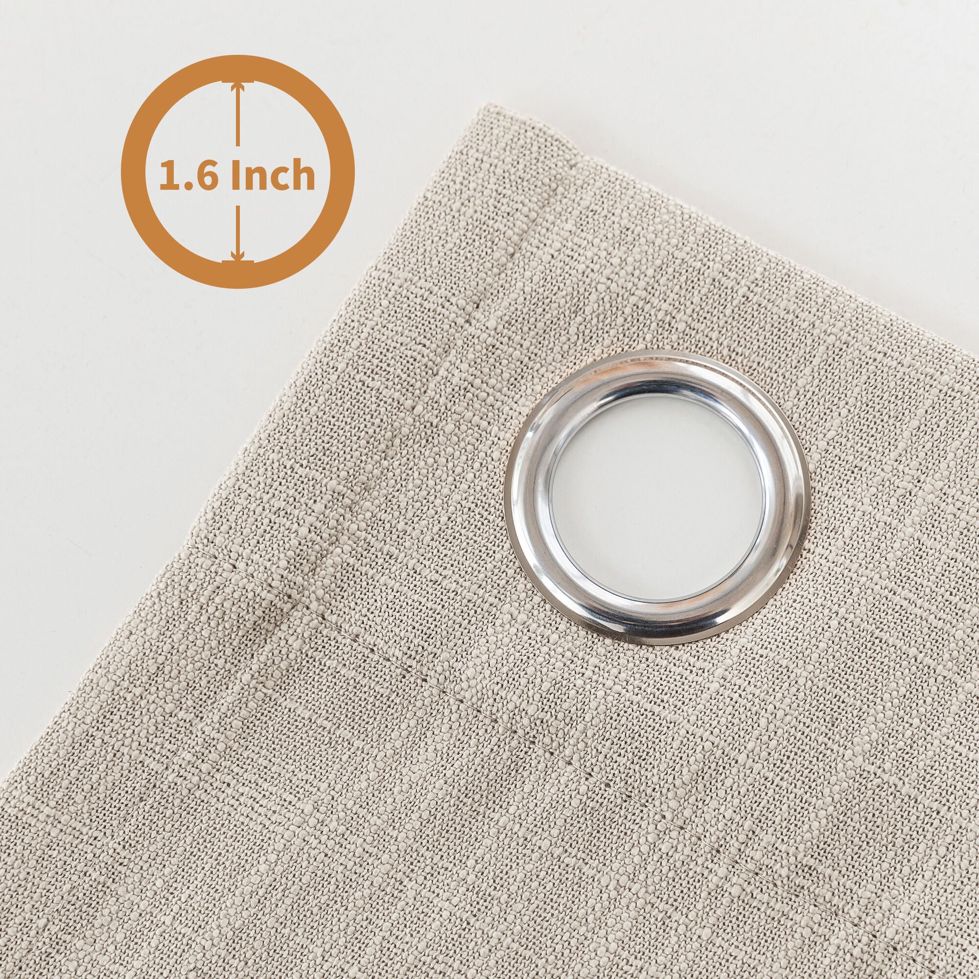 Slub Linen Texture Privacy and Light Filtering Grommet Pair, IVORY, alternate image number 2