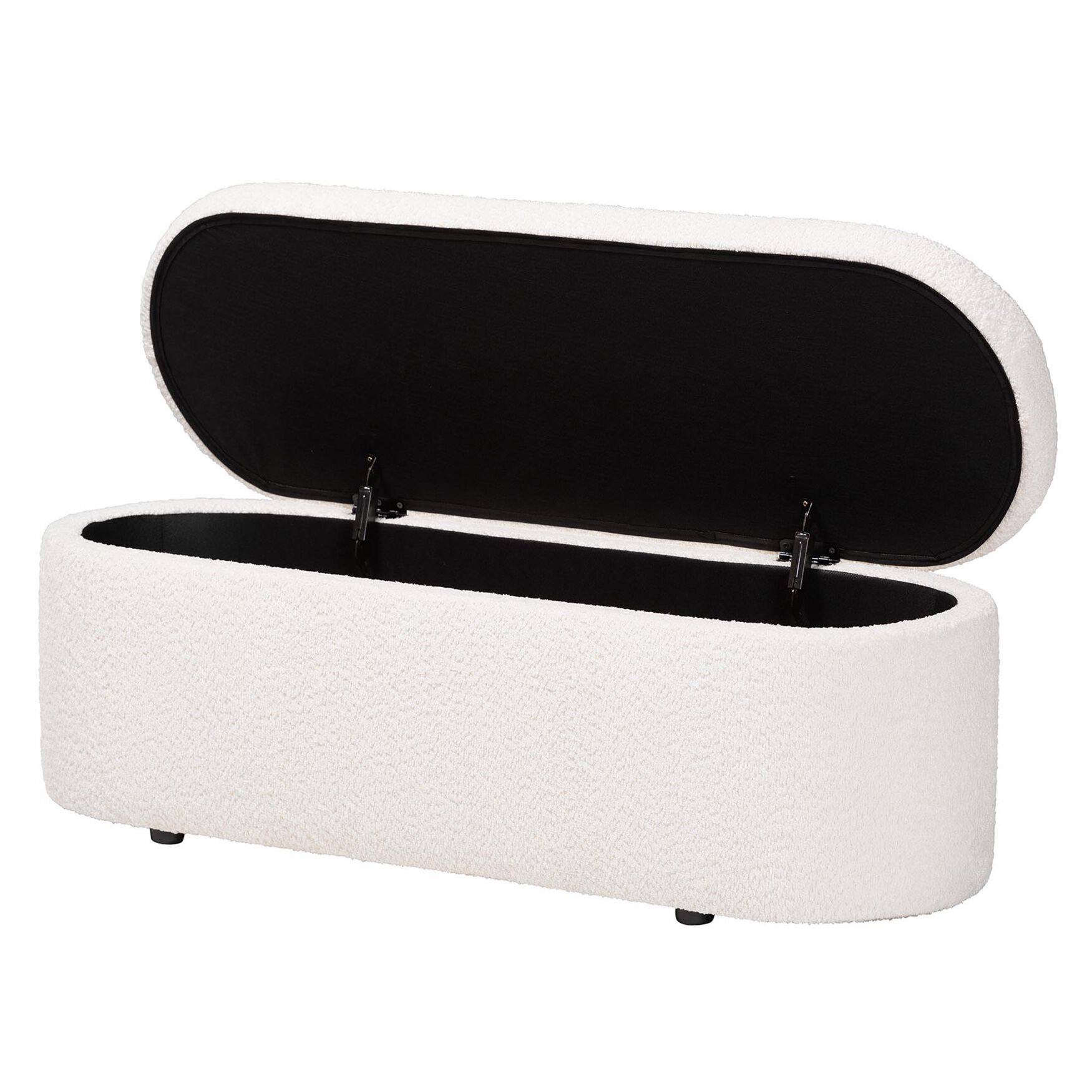 Lavina Modern White Teddy-Bear Fabric Storage Bench, , on-hover image number 1