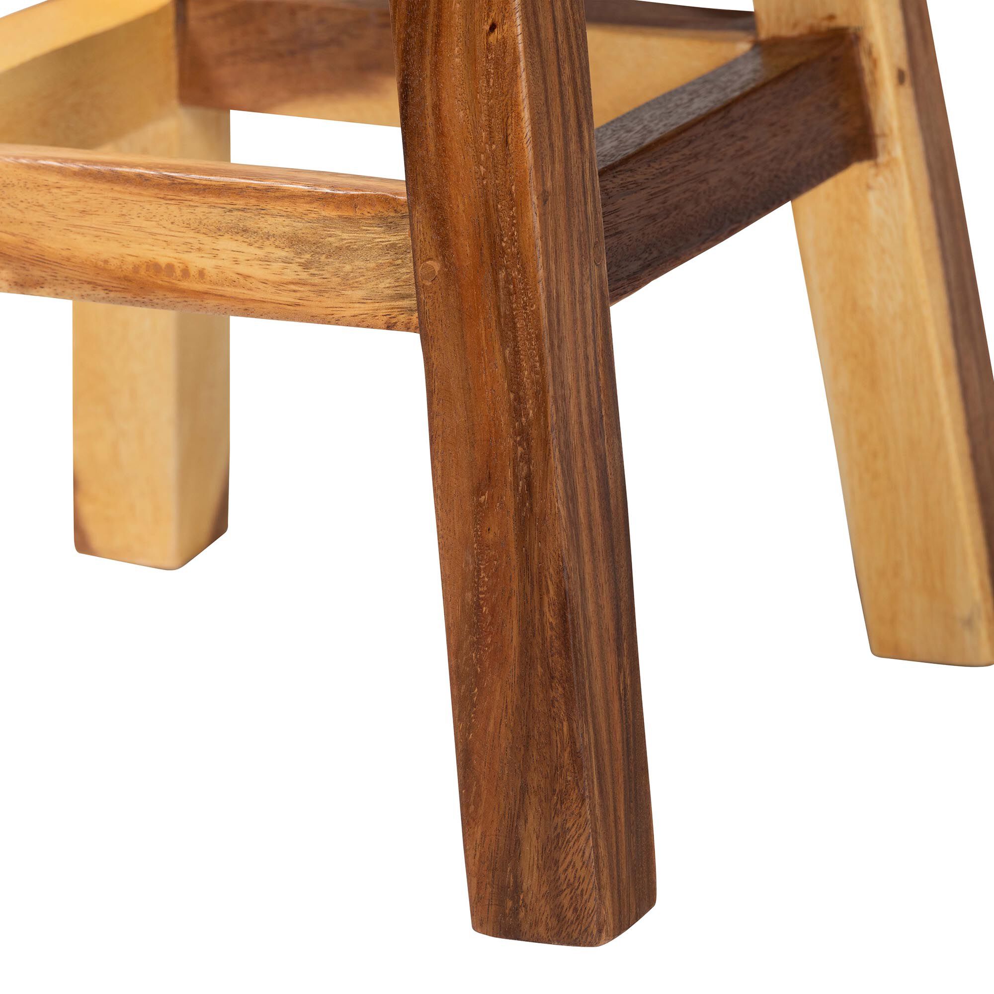 Luli Suar Wood Counter Stool - Handcrafted Solid Wood Stool with Backrest, BROWN, alternate image number 6