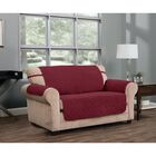 Ripple Plush Secure Fit Loveseat Furniture Cover Slipcover, BURGUNDY, hi-res image number null