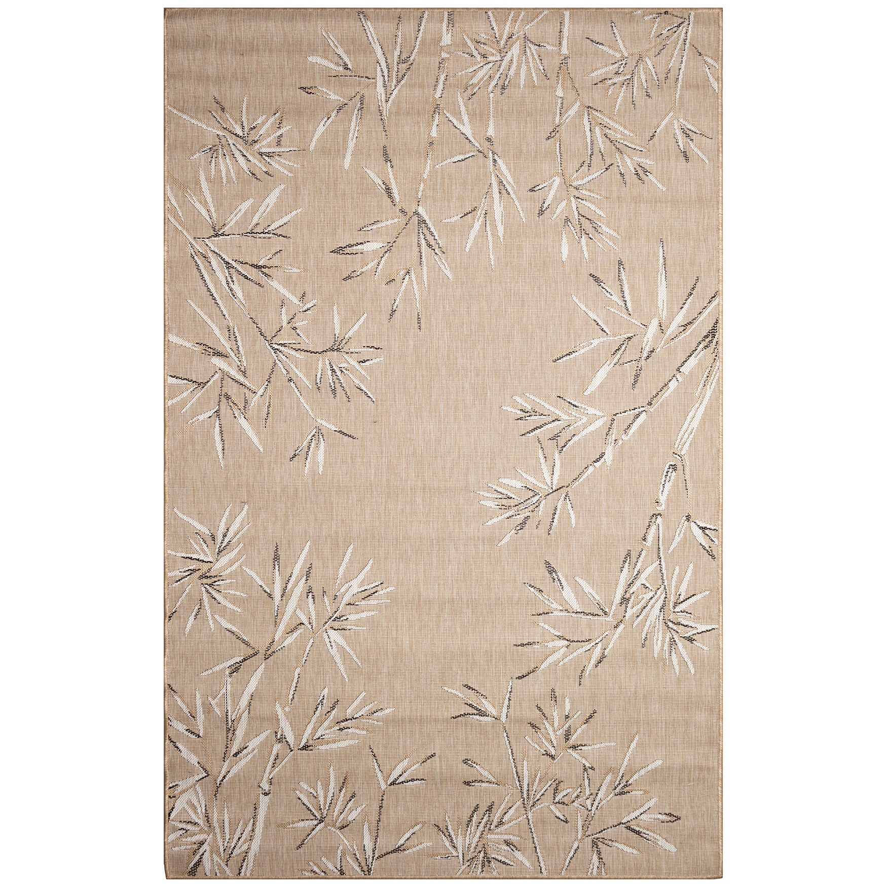 Carmel Bamboo Border Indoor/Outdoor Area Rug Chili, SAND, hi-res image number 0
