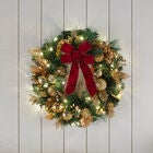 PRE-LIT REGAL 24" Wreath, BURGUNDY GOLD, hi-res image number null