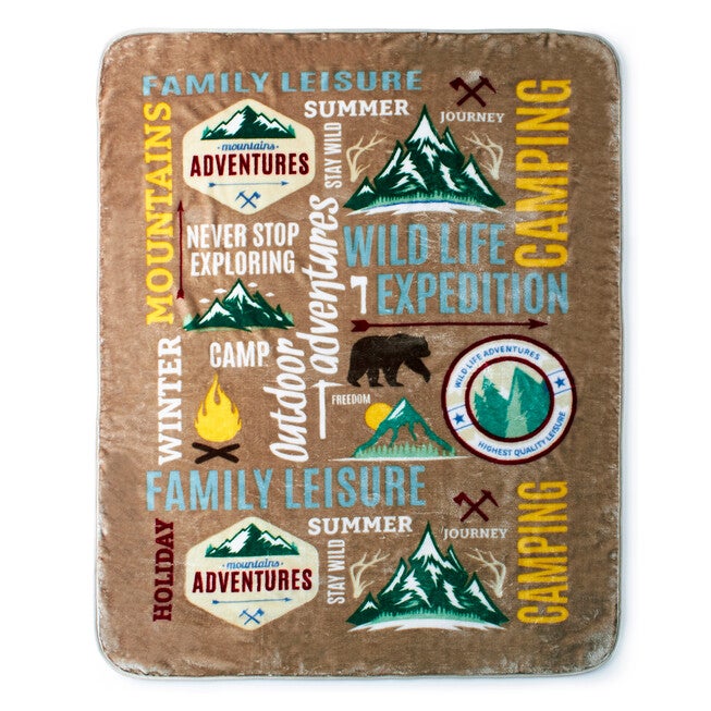 Printed Oversized Throw, CAMPING, hi-res image number 0