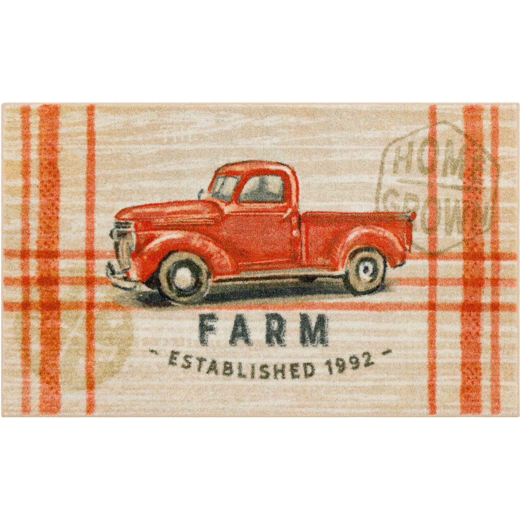 Farmhouse Frame Kitchen Rug, BEIGE, hi-res image number 0