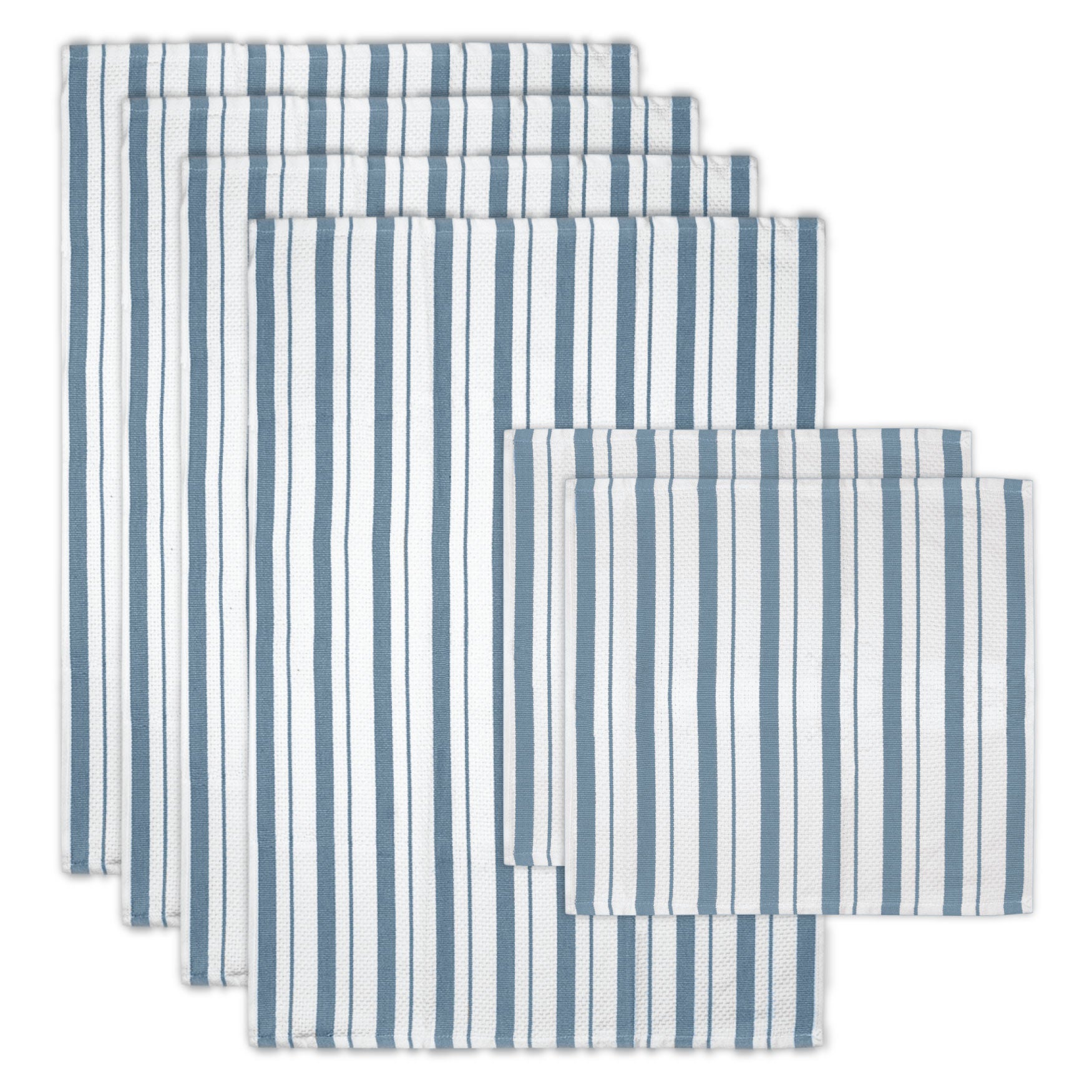 Basket Weave Stripe Cloth/Towel 6pc Set, BLUE, hi-res image number 0