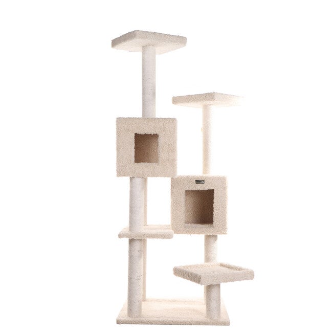 Multi-Level Real Wood Cat Tree With Two Condos Perches, , alternate image number null