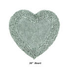 Shaggy Border Heart Bath Rug Mat, 30" X 30", SAGE, hi-res image number null