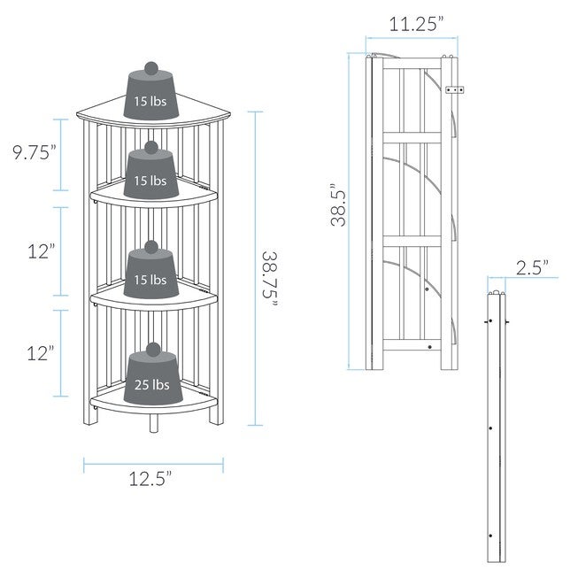 4-Shelf Corner Folding Bookcase-White, , alternate image number null