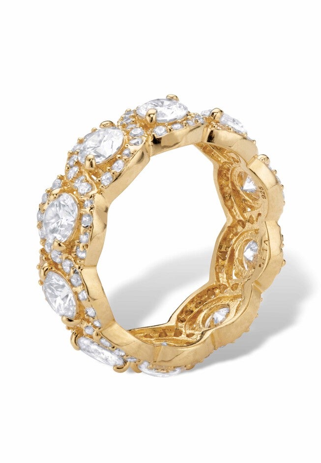 Yellow Gold over Sterling Silver Eternity Bridal Ring Cubic Zirconia, , on-hover image number null