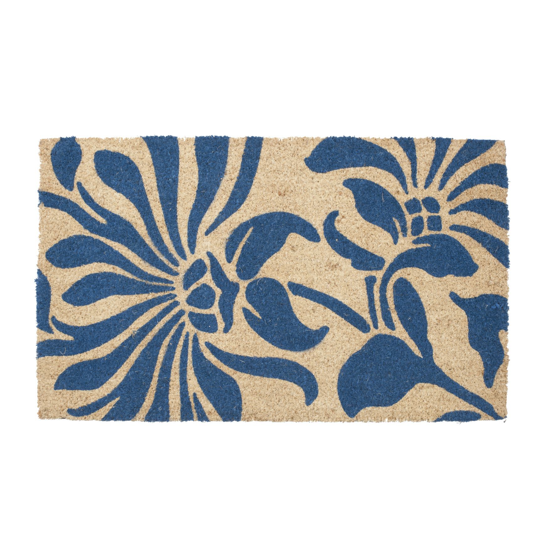 Blue Floral Coir Mat With Vinyl Backing Floor Coverings, MULTI, hi-res image number 0