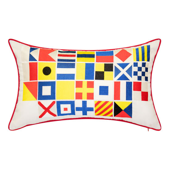 Indoor & Outdoor Nautical Flags Reversible Lumbar Decorative Pillow, MULTI, hi-res image number null