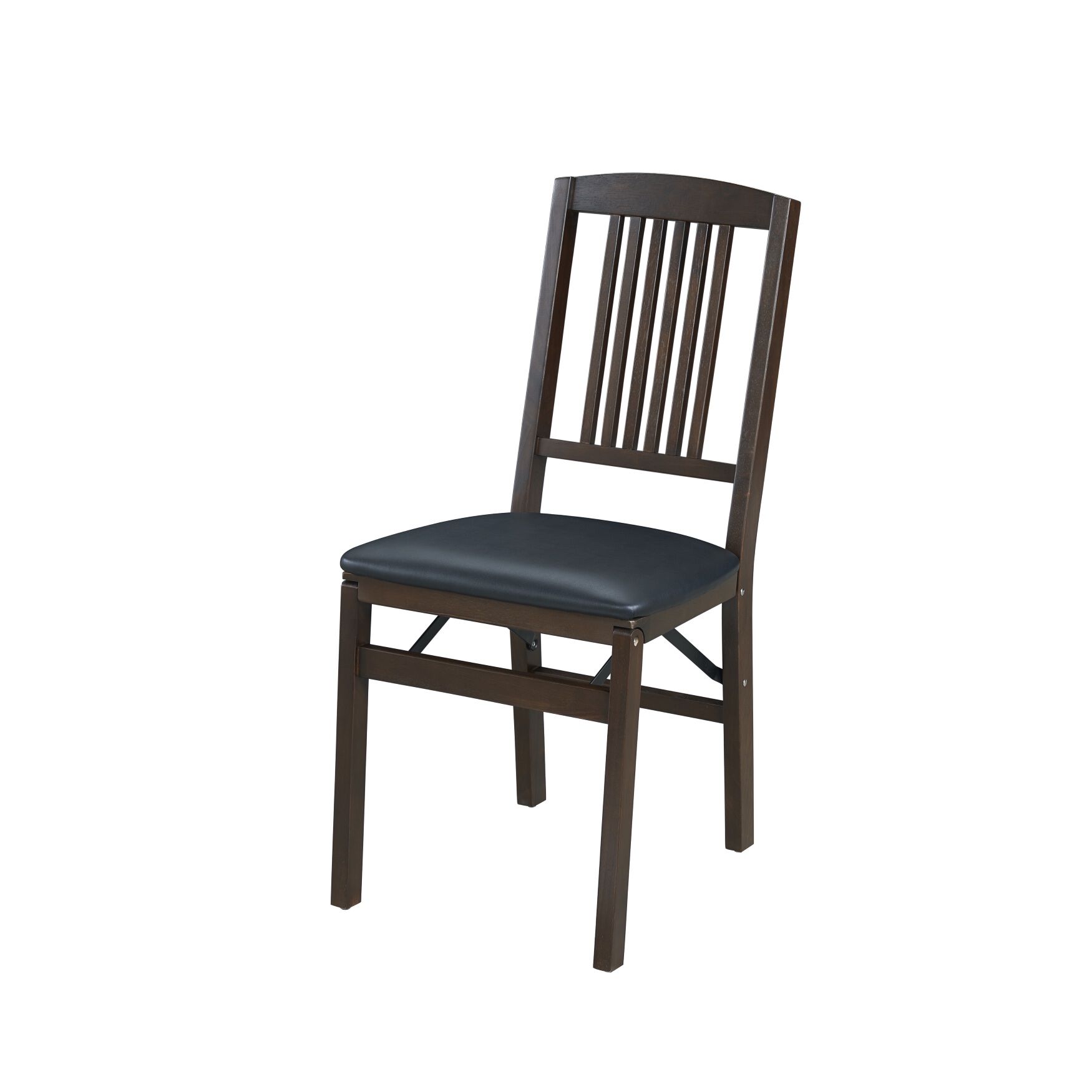 Simple Mission Wood Folding Chairs, Set Of 2, EXPRESSO BONDED LEATHER, hi-res image number 0