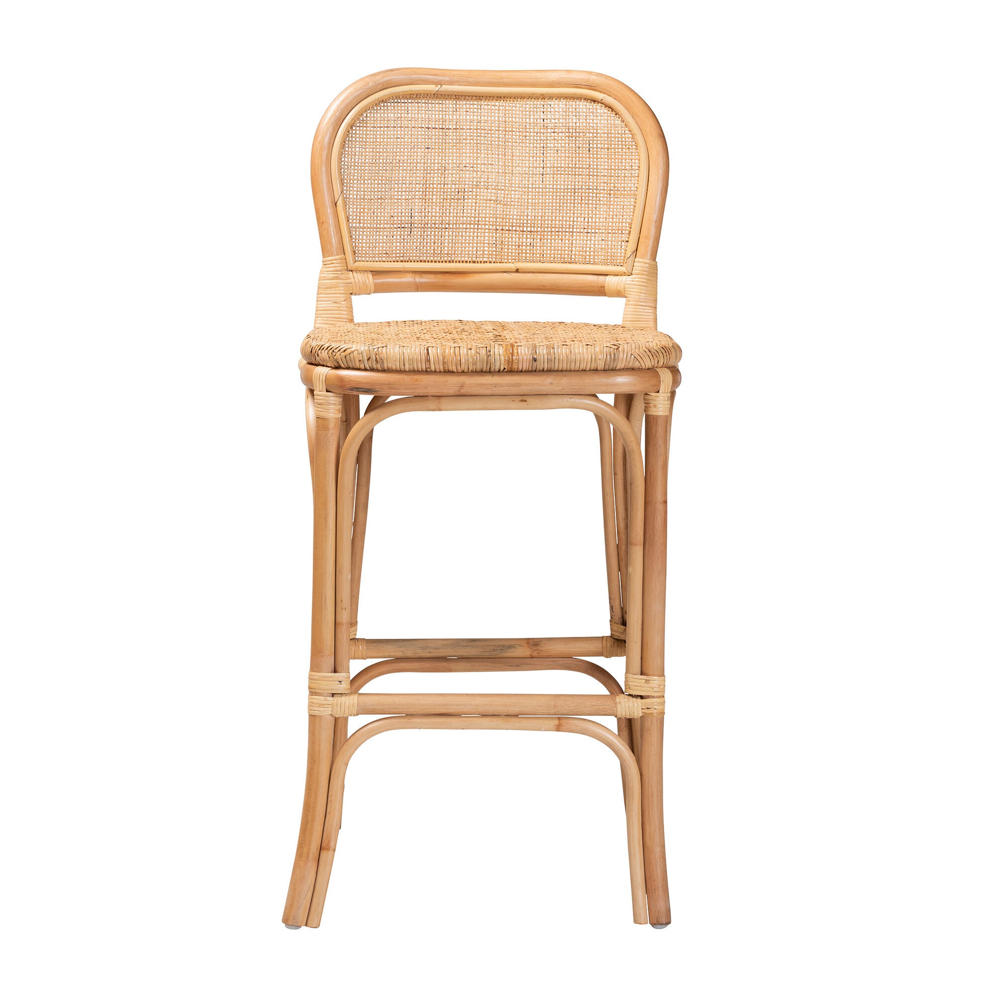 Adrena Modern Bohemian Natural Brown Rattan Bar Stool, NATURAL BROWN, alternate image number 3