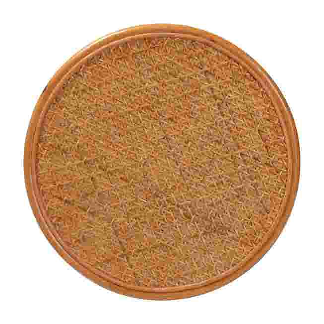 Top view of the rattan end table top showing circular pattern