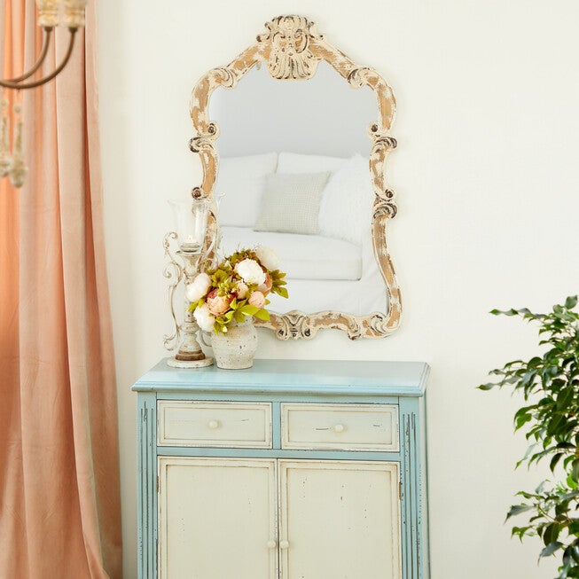 Cream Vintage Wood Wall Mirror, , alternate image number null
