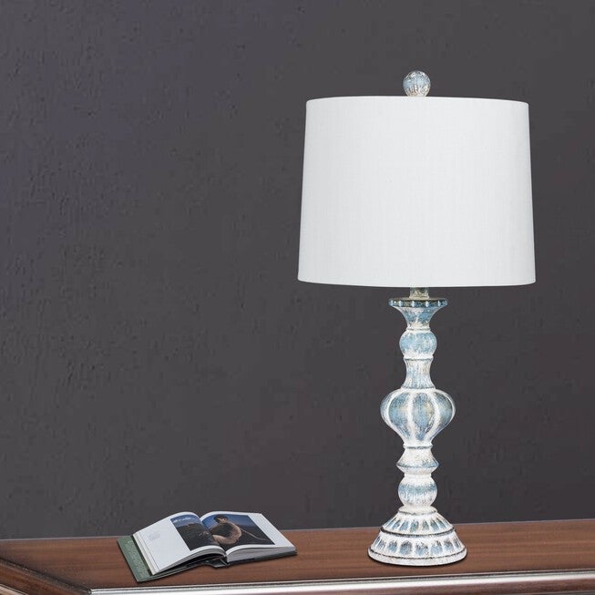 26.5 inches Cottage Antique Blue Resin Table Lamp, COTTAGE ANTIQUE BLUE, hi-res image number null