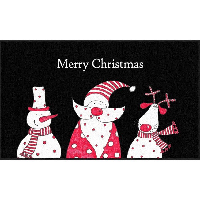 Christmas Friends Black Kitchen Rug, BLACK, hi-res image number null