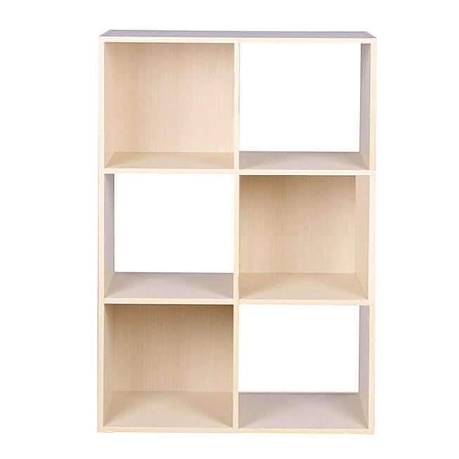 Home Basics Open and Enclosed 6 Cube MDF Storage Organizer Oak, OAK, hi-res image number null