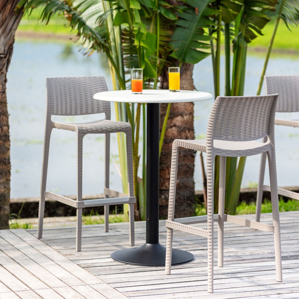 Set of 2 Rue Outdoor Stackable Bar Stools, TAUPE, hi-res image number 0
