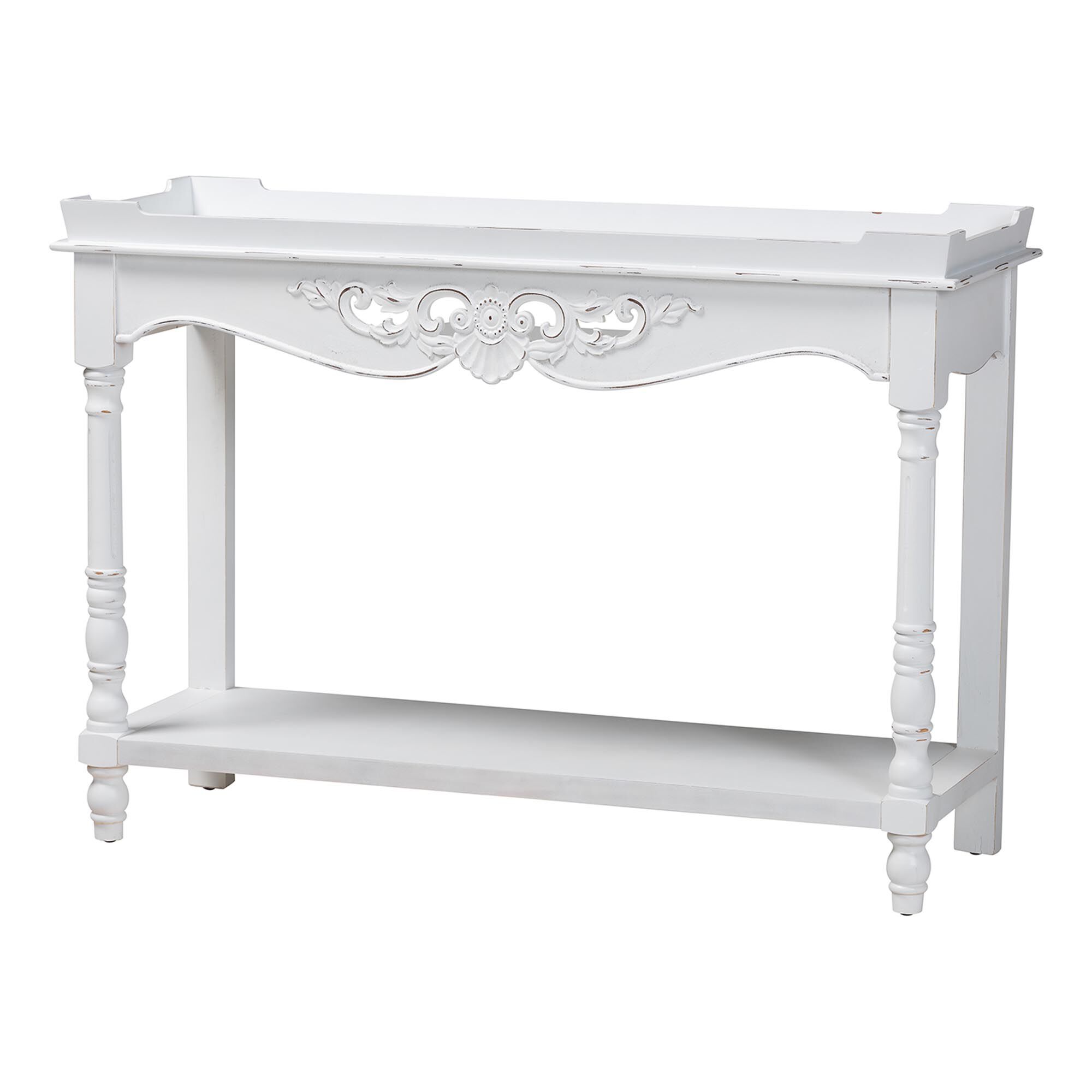 Rafferty Distressed Console Table, WHITE, alternate image number 1