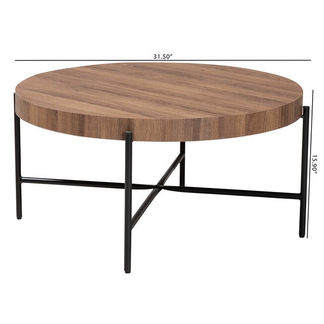 Umar Modern Industrial Walnut Brown Finished Wood And Black Metal Coffee Table, , alternate image number null