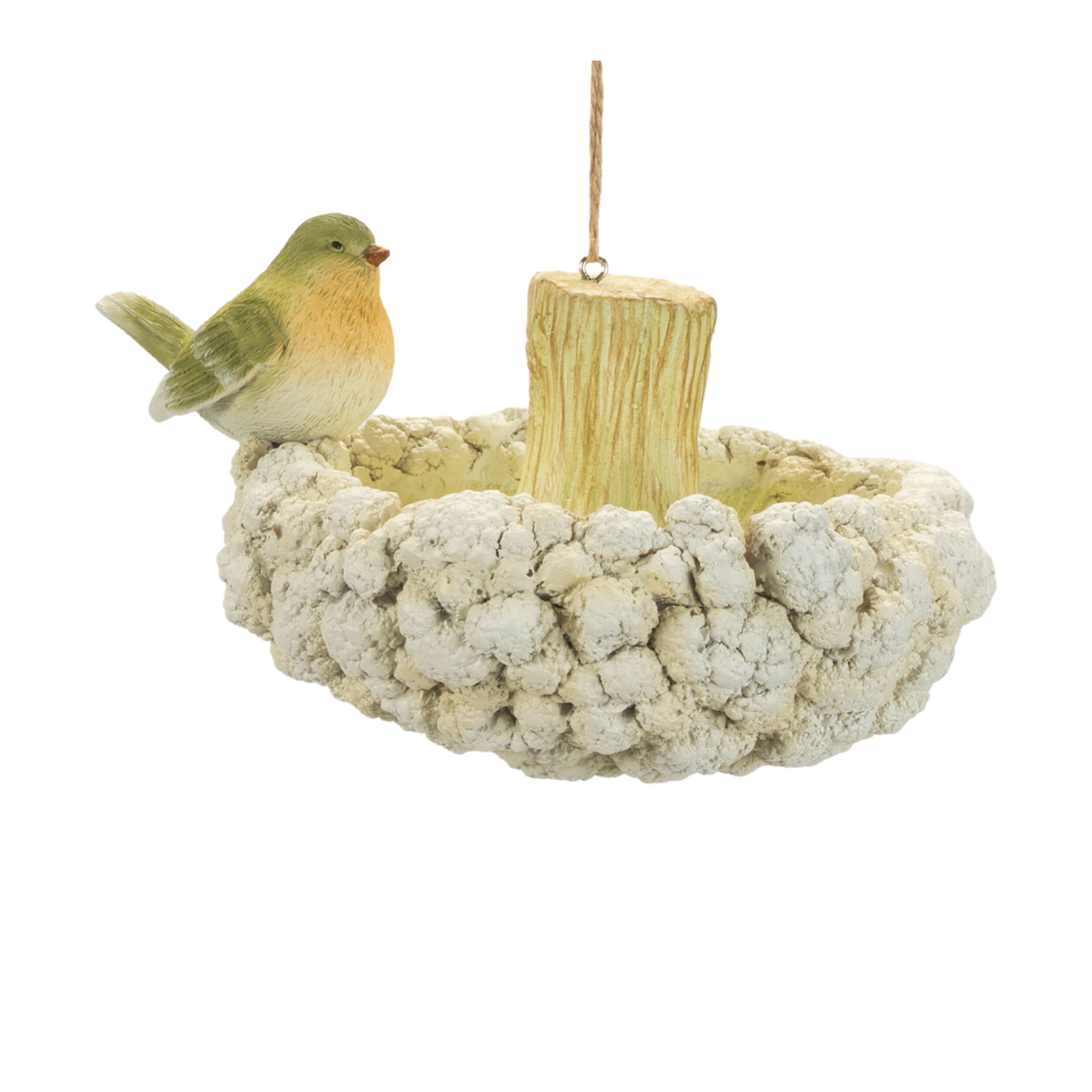 Cauliflower Birdhouse and Hanging Birdbath Set of 2, GREEN, alternate image number 1