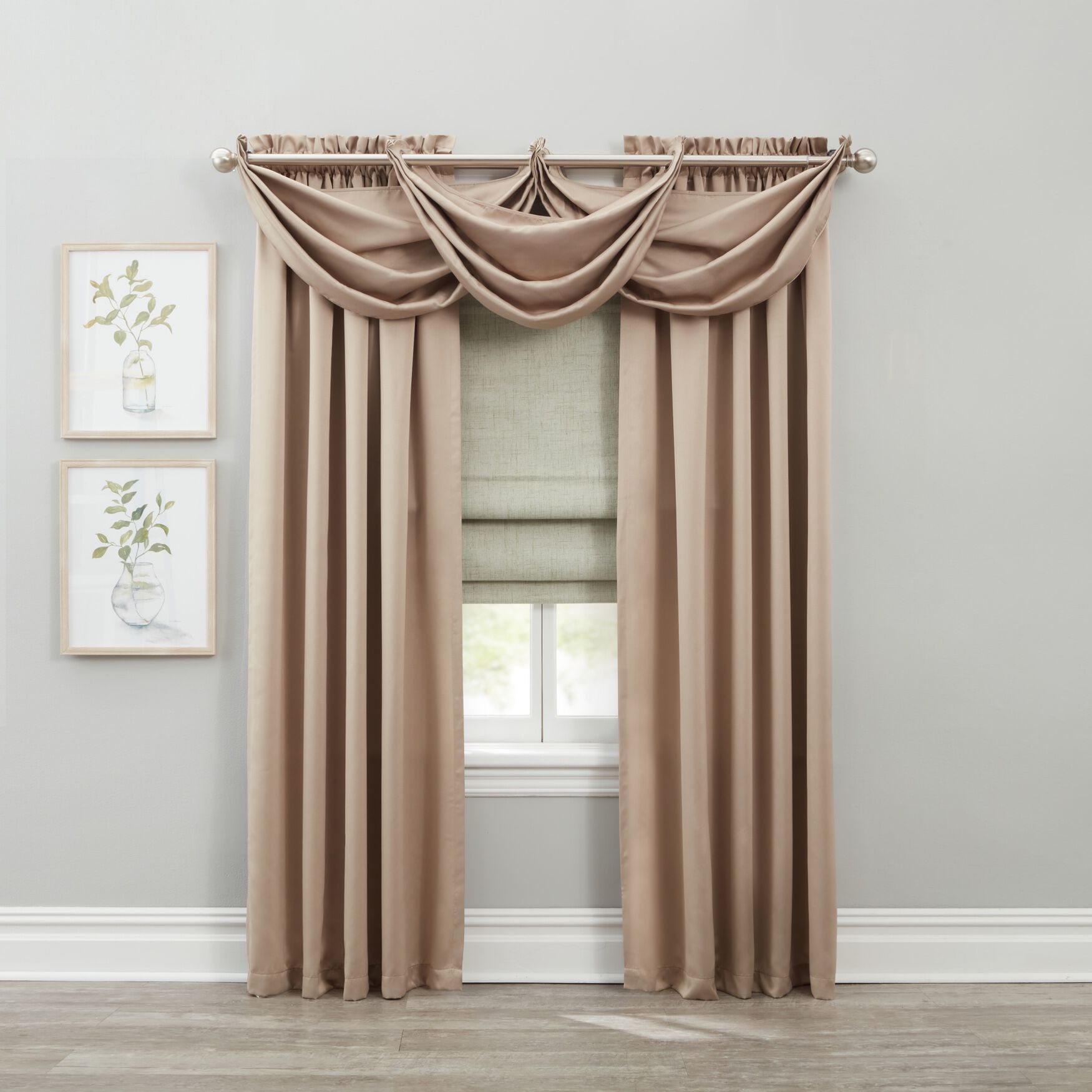 BH Studio Room-Darkening Waterfall Grommet Valance, , alternate image number 2