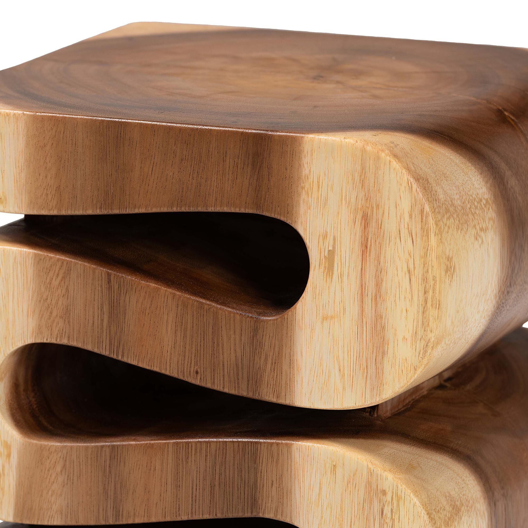 Eliada Hand-carved Suar Wood Side Table, NATURAL BROWN, alternate image number 4