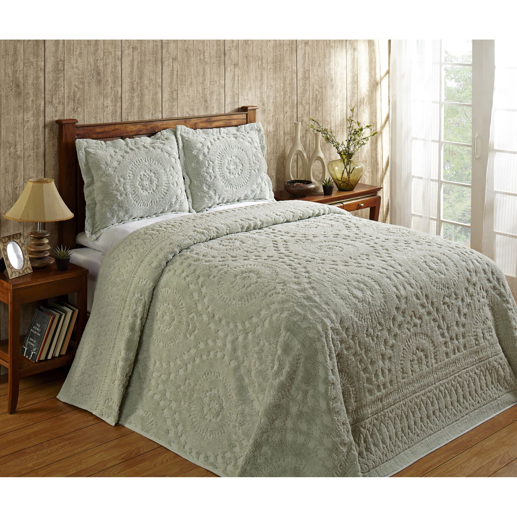 Rio Collection Chenille Bedspread , SAGE, hi-res image number 0