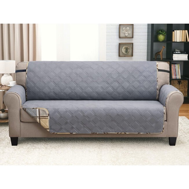 Printed Reversible Quilted Sofa Protector, , alternate image number null