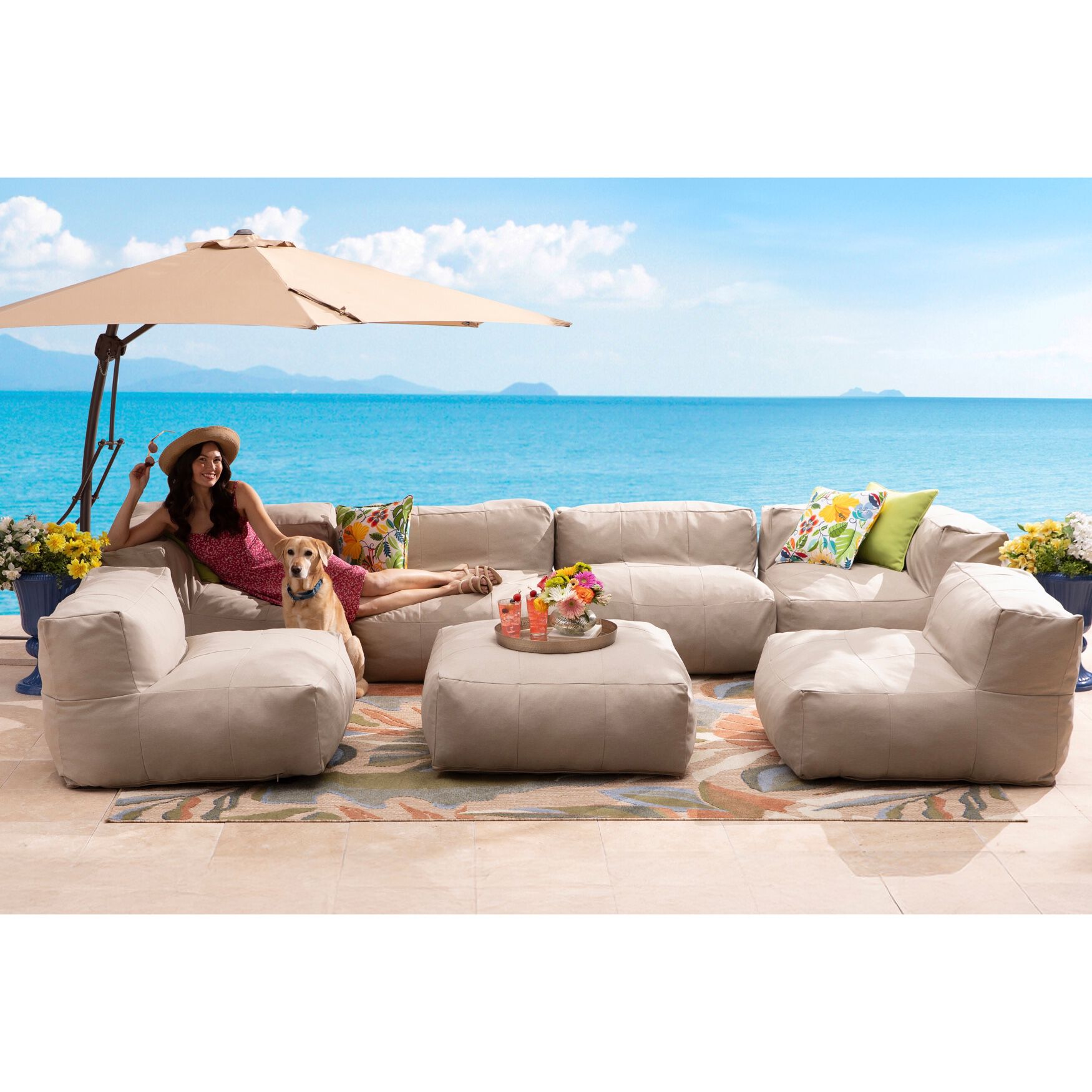 Indoor/Outdoor Santorini Modular Coffee Table, TAUPE, alternate image number 2